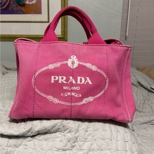 Vintage Prada Pink Canapa Canvas Handbag